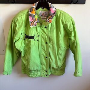 Profile Ski Vintage Green 80s Down Puffer Snow Winter Coat Jacket Medium
